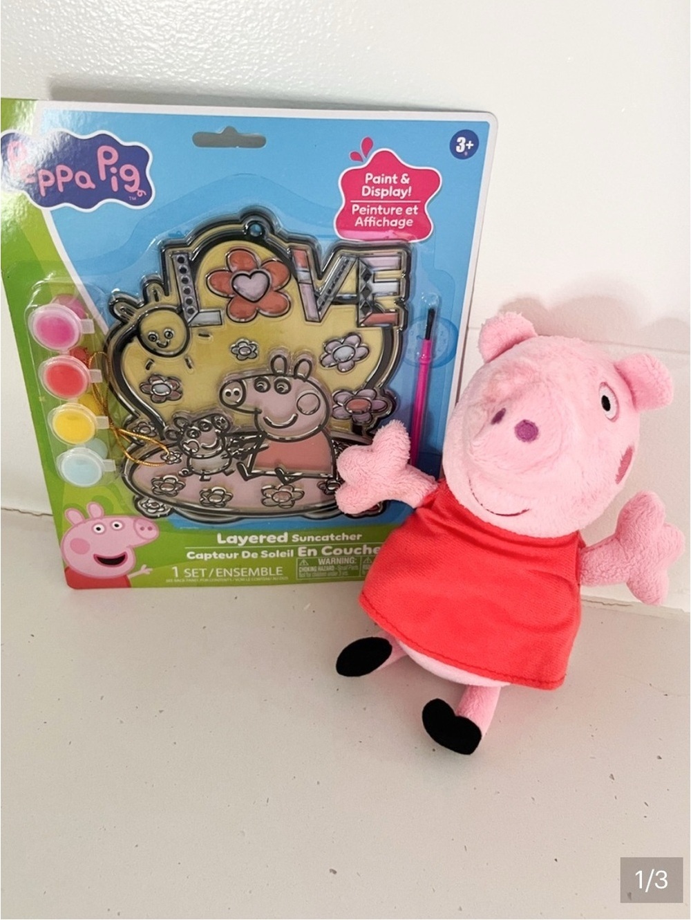 Peppa Pig Plush & Paint Suncatcher Craft Bundle Toy Gift Set